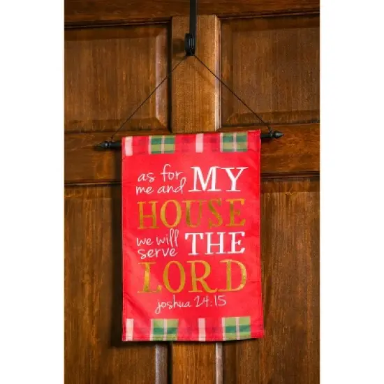 Evergreen Flag Beautiful Black Metal Dowel Garden Flag Hanger - 16" Wide x 5" High image {2}