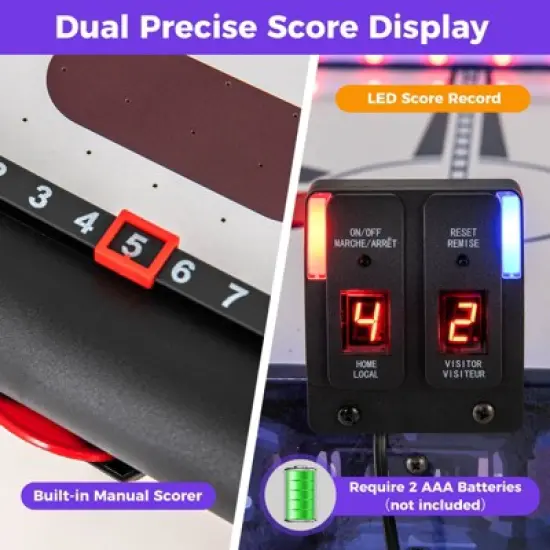 Costway 54'' Air Hockey Game Table w/2 Pushers Pucks Adjustable Foot Pads LED Scoreboard image {7}