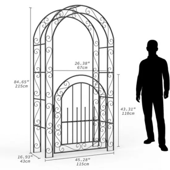 8.8 FT Birdcage Shape Garden Arch, Reinforced Metal Arbor for Climbing Flowers, Rust-Resistant Wedding Pergola image {5}