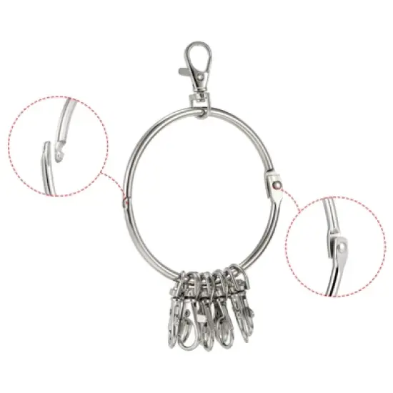 Unique Bargains 3.4 Inch Dia Key Organizer Keychain Key Management Holder with 10 Buckle Ring for Office Silver 1pcs image {3}