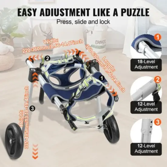 VEVOR 2 Wheels Dog Wheelchair for Back Legs, Pet Wheelchair Lightweight & Adjustable Assisting in Healing,  Dog Cart/Wheelchair ,(M) image {4}