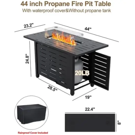 Rectangular Gas Fire Pit Table &ndash; Double-Door Storage, CSA-Certified, Waterproof for Patio/Deck/Garden image {6}