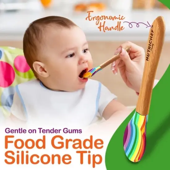 NutriChef Rainbow Bamboo Dinnerware Set with Silicone Suction for Kids image {1}