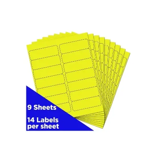 JAM Paper Shipping Address Labels Rectangular 1 1/3 x 4 Neon Yellow 359329614 image {1}