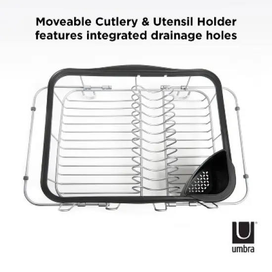 Umbra 11.3" Sinkin Multi-Use Rack Black/Nickel: Steel Dish Drying Rack, Hand Wash, 5 Year Warranty image {7}