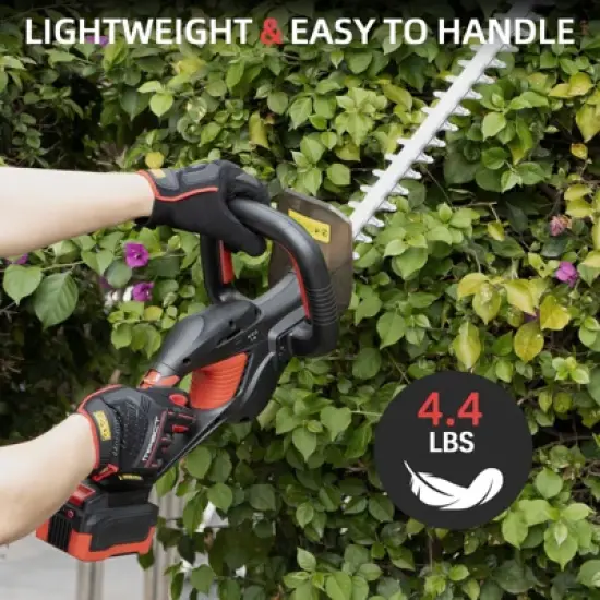 SUGIFT 20V Cordless Hedge Trimmer with 20.5" Dual-Action Blade, 4.0Ah Lithium Battery & Charger, 2400SPM Electric Bush Cutter with Rotating Handle image {2}
