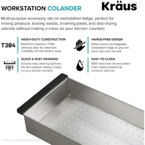 Stainless Steel Colander for Workstation Kitchen Sink, CS-6 image {5}