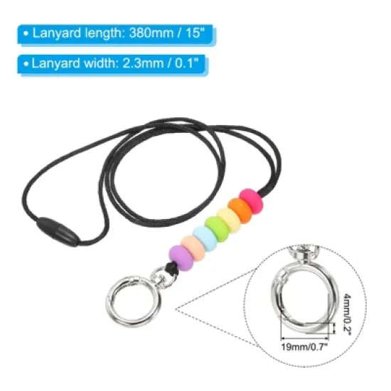 Unique Bargains Wear-resistant Lightweight ID Badge Silicone Beaded Lanyards image {1}