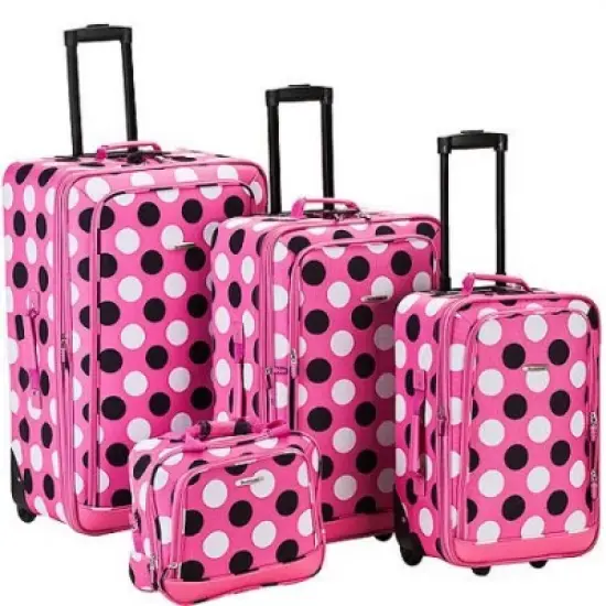 Rockland Escape 4pc Softside Checked Luggage Set image {10}