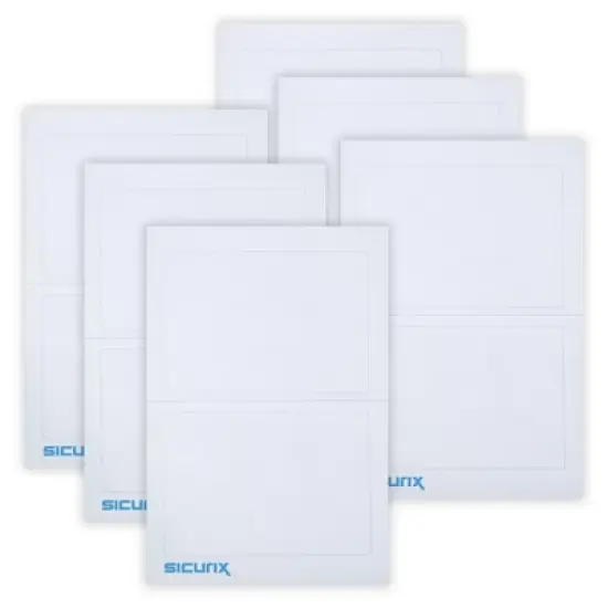 SICURIX Plain Adhesive Badges, White, 100 Per Pack, 6 Packs image {6}