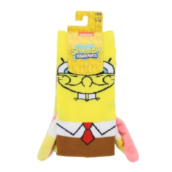 Spongebob Squarepants Spongebob & Patrick Women's Casual Crew Socks With 3D Arms & Magnetic Hands image {5}