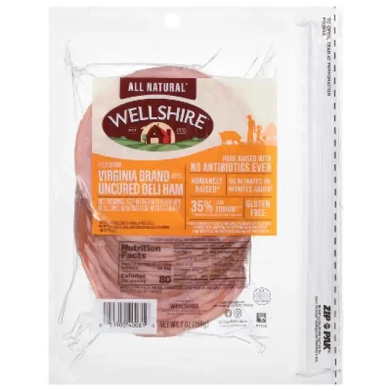 Wellshire Virginia Brand Uncured Seasonal Deli Ham - 7oz image {4}