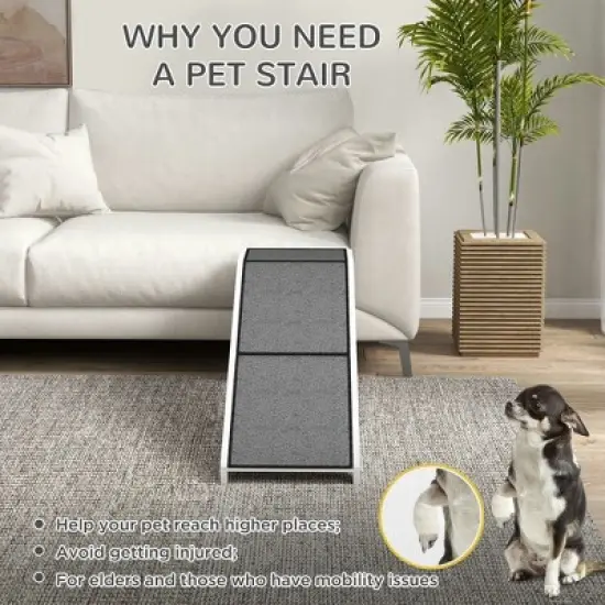 Resenkos 60" Pet Ramp for Dogs & Cats with Non-Slip Carpet, White Gray image {6}