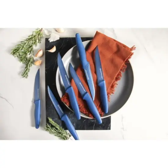Granitestone NutriBlade 6 Piece Blue Steak Knives with Easy Grip Handle image {3}