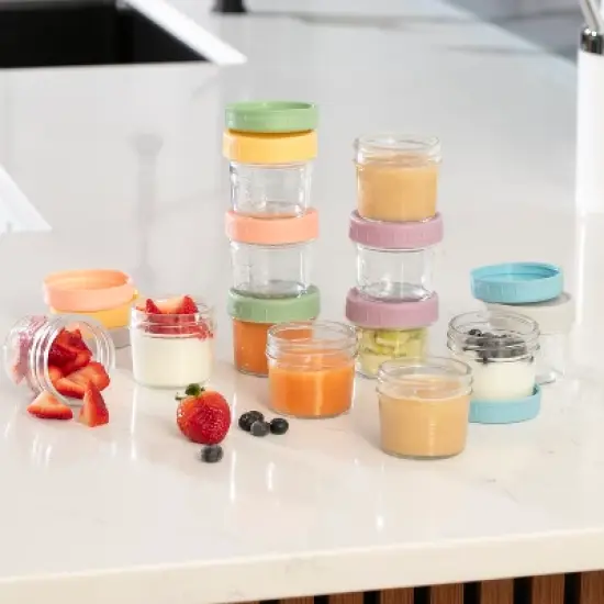 Glass Baby Food Storage Containers 12 Pack 4oz Baby Food Jars Reusable with Lids BPA-Free Leakproof Freezer, Microwave, Dishwasher Safe Baby Food Jars image {1}