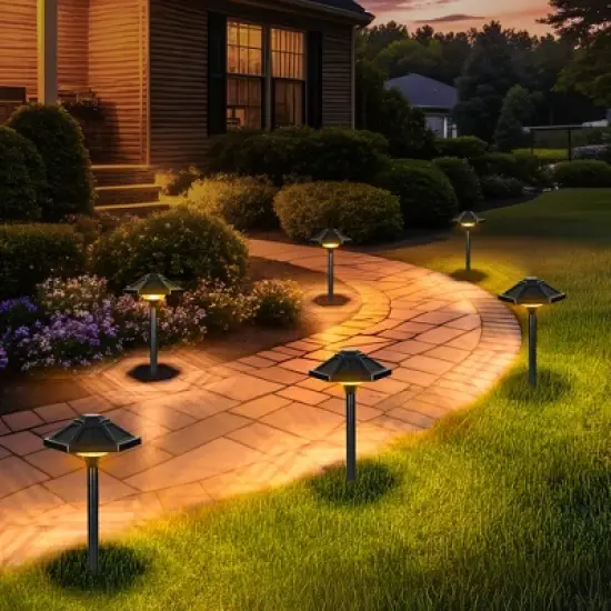 Gigalumi Aluminum Alloy Solar LED  Landscape Light, Waterproof Warm White Pathway Light, 2-Pack image {6}