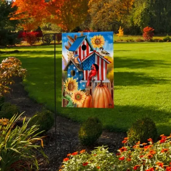 Briarwood Lane Garden Flag 12x18 For Outdoor American Fall Birdhouses For Fall Garden Flag Flags For Outside image {3}