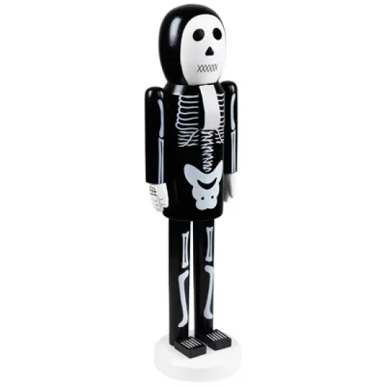 Northlight Skeleton Wooden Halloween Nutcracker - 14" - Black and White image {2}