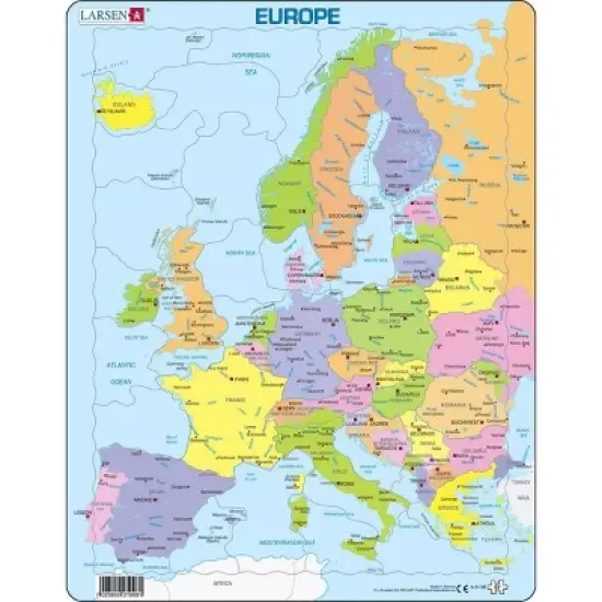 Larsen Puzzles Europe Map Kids Jigsaw Puzzle - 37pc: Geography Travel Educational Paperboard image {3}