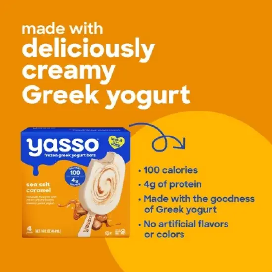 Yasso Frozen Greek Yogurt - Sea Salt Caramel Bars - 4pk/14 fl oz image {3}