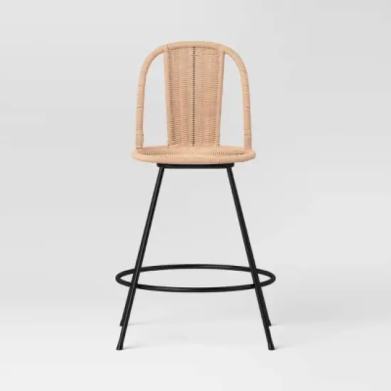 Olivine Rounded Back Woven Counter Height Barstool with Metal Legs Natural - Threshold&trade; image {2}
