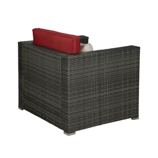 4pc Outdoor Wicker Conversation Set - Red/Brown - GODEER image {6}