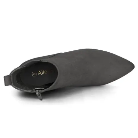 Allegra K Women's Pointed Toe Zipper Block Heels Ankle Boots image {3}