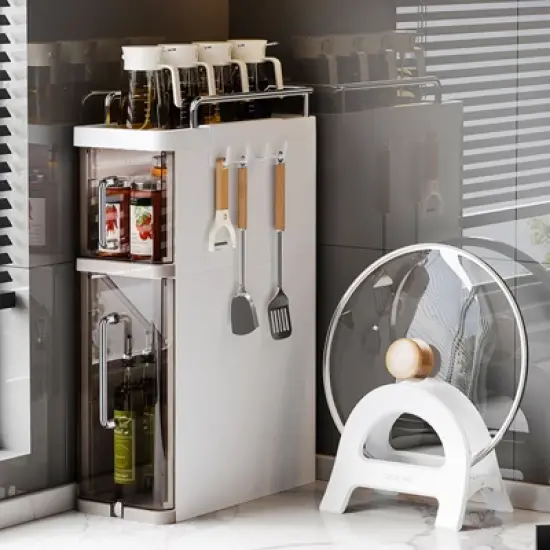 CuisinSmart Deaktop Spice Rack with Dustproof Doors for Kitchen, Spices Organizer for Cabinet- for Spices, Spoons, Knifes&Forks, Kitchenware image {7}