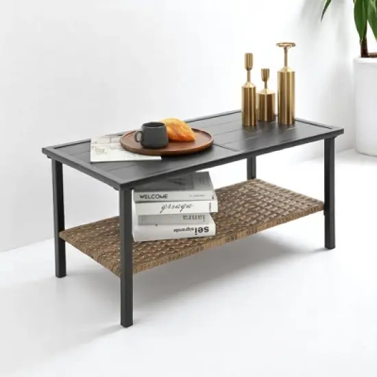 4-Piece Patio Sectional Low Dining Sofa Set with Steel Table, Blue Cushions, and Detachable Covers &acirc;&acirc;&sbquo;?Comfortable Outdoor Conversation Set image {9}