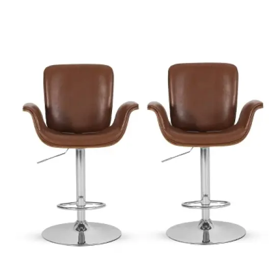 2pc Romer Mid Century Modern Bentwood Adjustable Swivel Counter Height Barstools - Christopher Knight Home image {12}