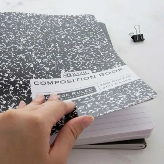 BAZIC Products&reg; Composition Book, College Ruled, Black Marble, 100 Sheets, Pack of 12 image {4}