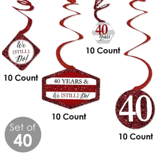 Big Dot of Happiness We Still Do - 40th Wedding Anniversary - Anniversary Party Hanging Decor - Party Decoration Swirls - Set of 40 image {3}