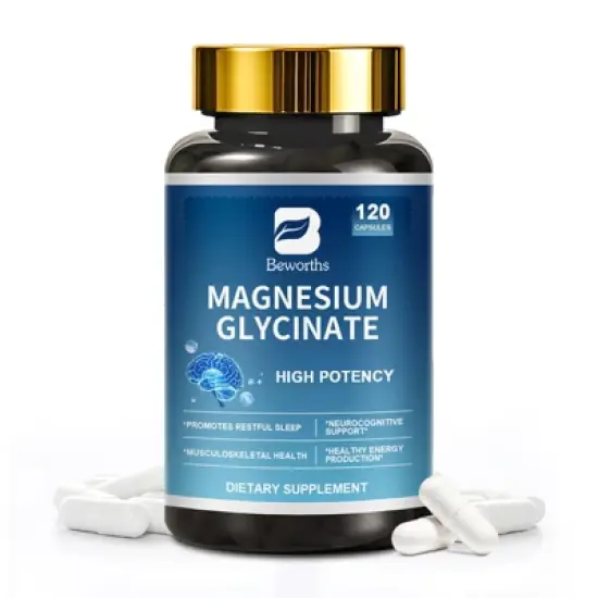 B Beworth High Absorption Magnesium Glycinate Supplements, Supports Muscle Relaxation, Bone Heart and Nerve Health, 120ct image {7}