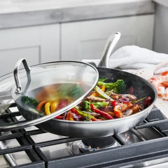 GreenPan Greenwich  12" Stainless Steel Frypan with Lid image {2}