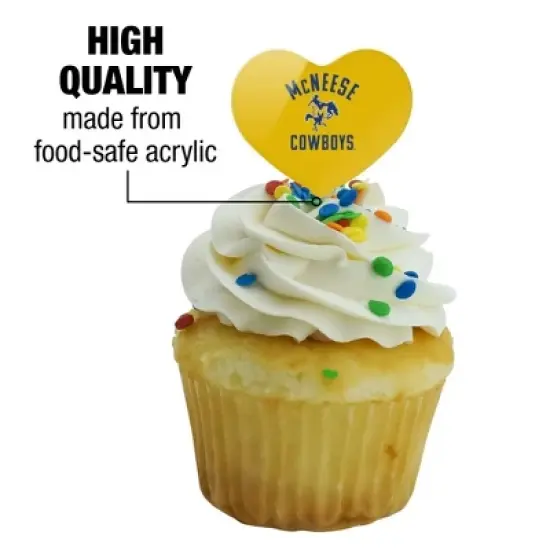 McNeese State University Cowboys Logo Heart Love Cupcake Picks Toppers Decoration Set of 6 image {2}