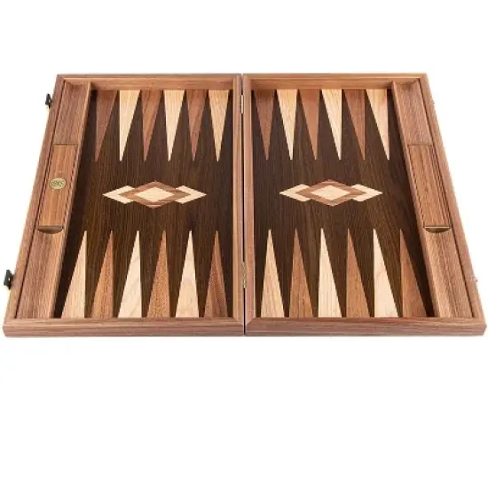 WE Games Luxury Walnut Tree-Trunk Backgammon Set - 19 inches - Handcrafted in Greece image {1}