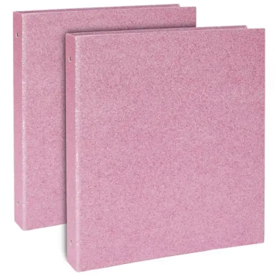 Paper Junkie 2 Pack Sparkly Pink 3 Ring Binder with 2 Inch Rings, Glitter File Folder Pockets for Office Supplies, 350 Sheet Capacity, 11 x 12 In image {7}