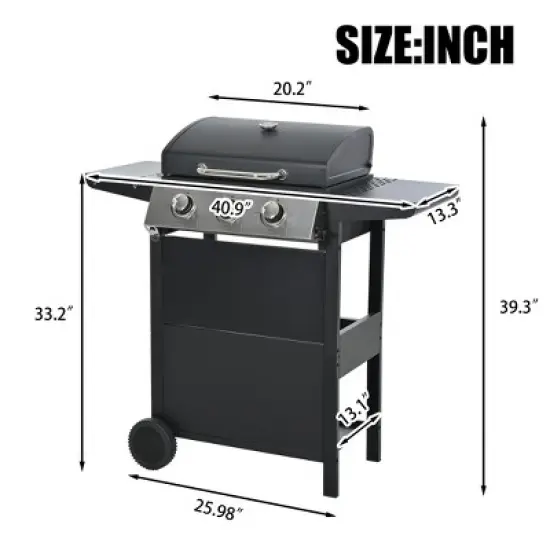 3-Burner Propane Gas Grill with Stainless Steel Lid, Dual Side Shelves, Built-In Thermometer, Wheels & Bottle Opener, 26,000 BTU Outdoor BBQ image {10}