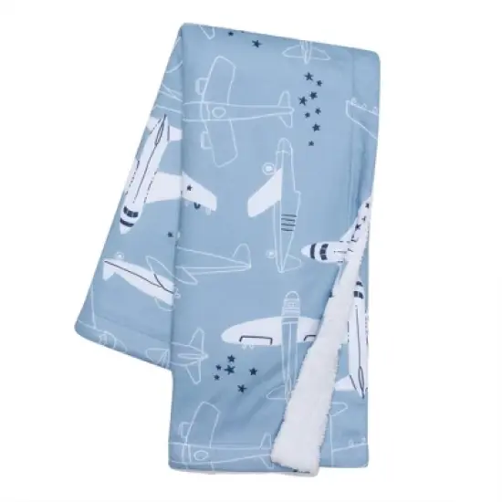 Bedtime Originals Little Aviator Blue/White Airplane Soft Fleece Baby Blanket image {7}