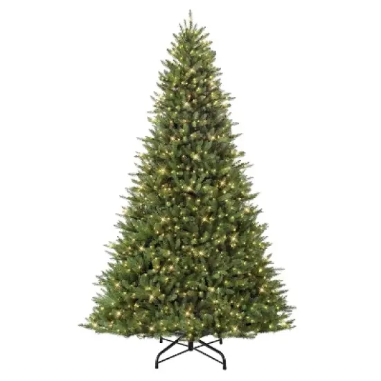 9ft Pre-lit Artificial Christmas Tree Full Forest Fir - Puleo: Hinged, Incandescent Lights, Easy Setup image {3}