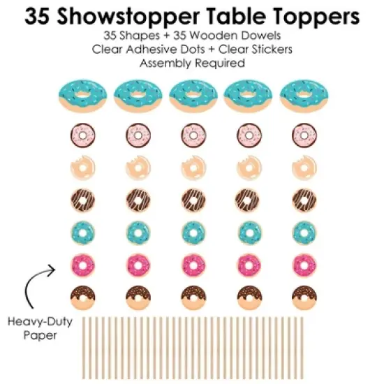 Big Dot of Happiness Donut Worry, Let's Party - Doughnut Party Centerpiece Sticks - Showstopper Table Toppers - 35 Pieces image {5}