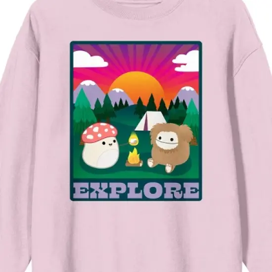 Squishmallows Explore Crew Neck Long Sleeve Adult Cradle Pink Sweatshirt image {1}