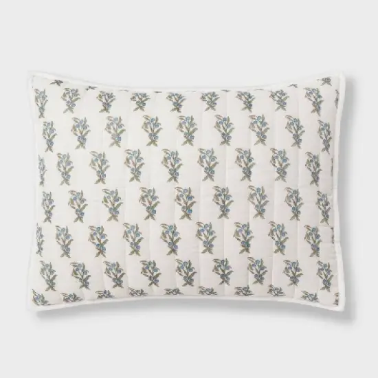  Voile Woodblock Printed Quilt Sham Ivory - Threshold&trade; image {3}