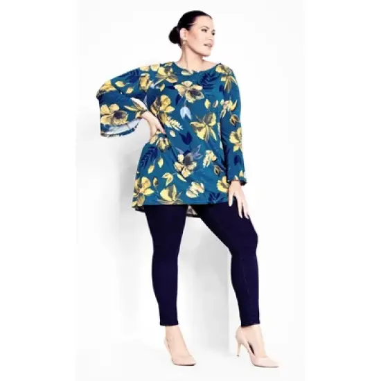 Women's Plus Size Brenda Print Tunic - midnight bloom | EVANS image {1}