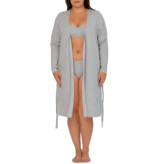 Smart & Sexy Comfort Cotton Rib Cardigan Robe image {2}