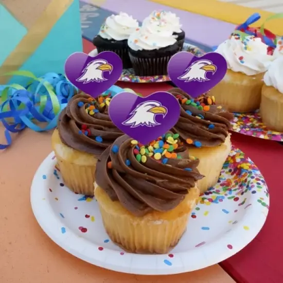 Ashland University Primary Logo Heart Love Cupcake Picks Toppers Decoration Set of 6 image {3}