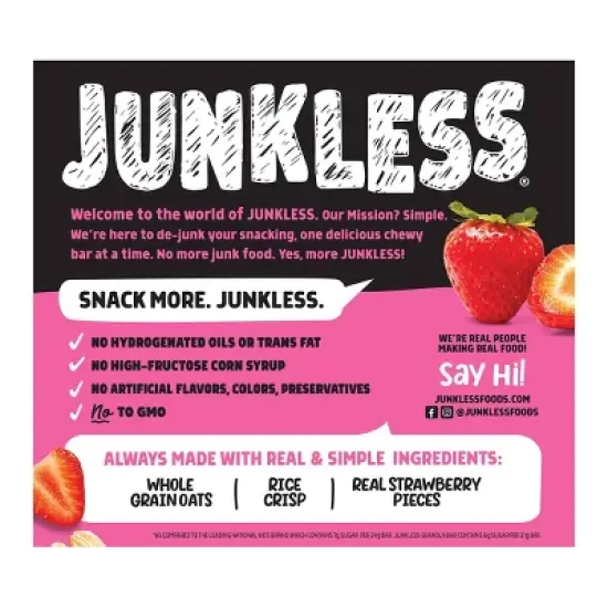 JUNKLESS Strawberry Chewy Granola Bars - 6.6oz/6ct image {1}
