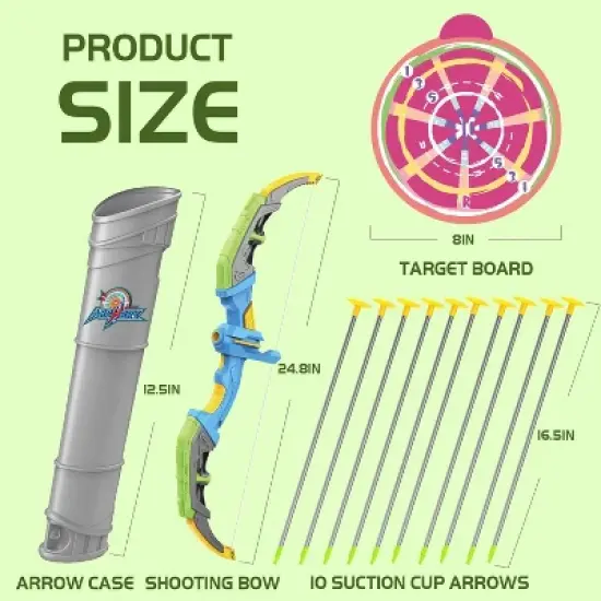 Bow and Arrow Set for Kids Archery Toy Set  Target & Quiver, Indoor Outdoor Activity Toys 10 Suction Cup arrows, Targets and Arrow Holders image {2}