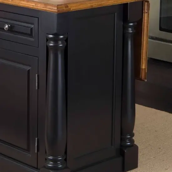 Monarch Kitchen Island with Oak Top Black - Homestyles image {5}