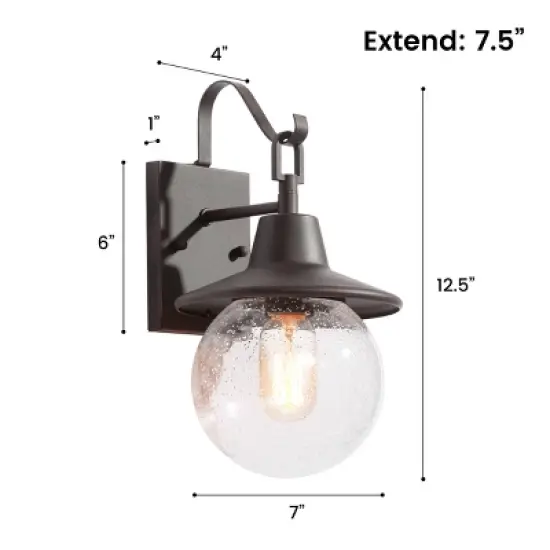 2pk 12.5" Metal/Glass Globe Outdoor Wall Lamps Rusty - LNC image {9}